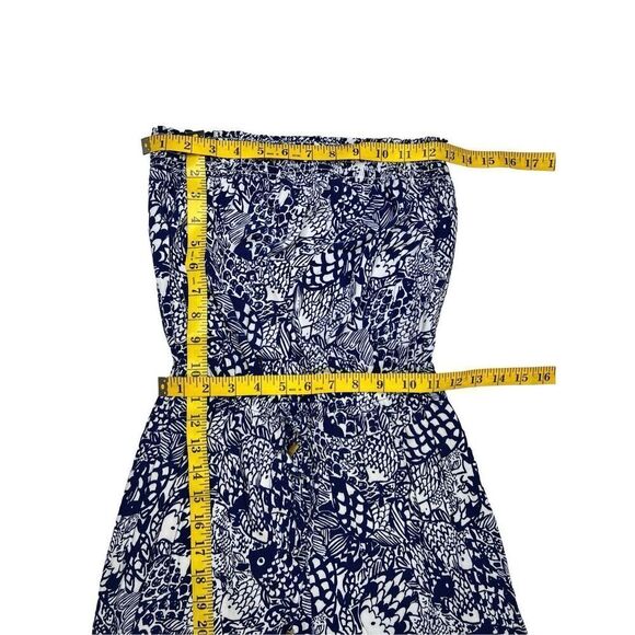 Lilly Pulitzer jumpsuit women’s size XS blue & white fish pattern strapless - Picture 5 of 8